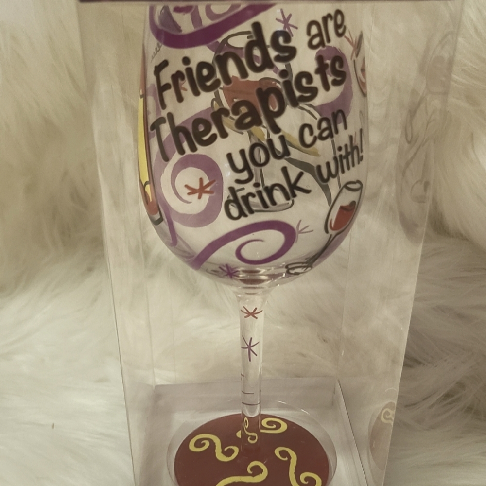 Handpainted wine glass friend gift